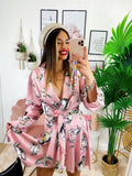 Kimono ad abito stampa cavallo Rosa