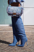 Stivale alto in jeans