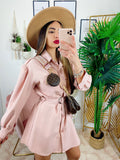 Abito a camicia con cintura Rosa