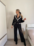 Completo giacca e pantalone nero e bianco
