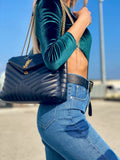 Jeans wide leg con cuori