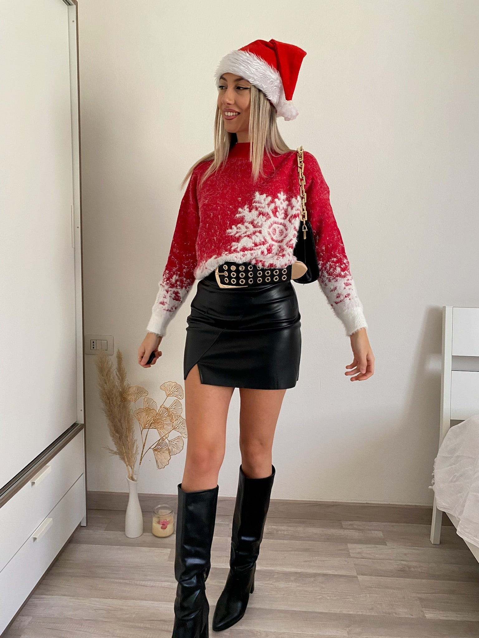 Maxi maglione con fiocco di neve