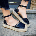 Espadrillas platform basse con borchie nere