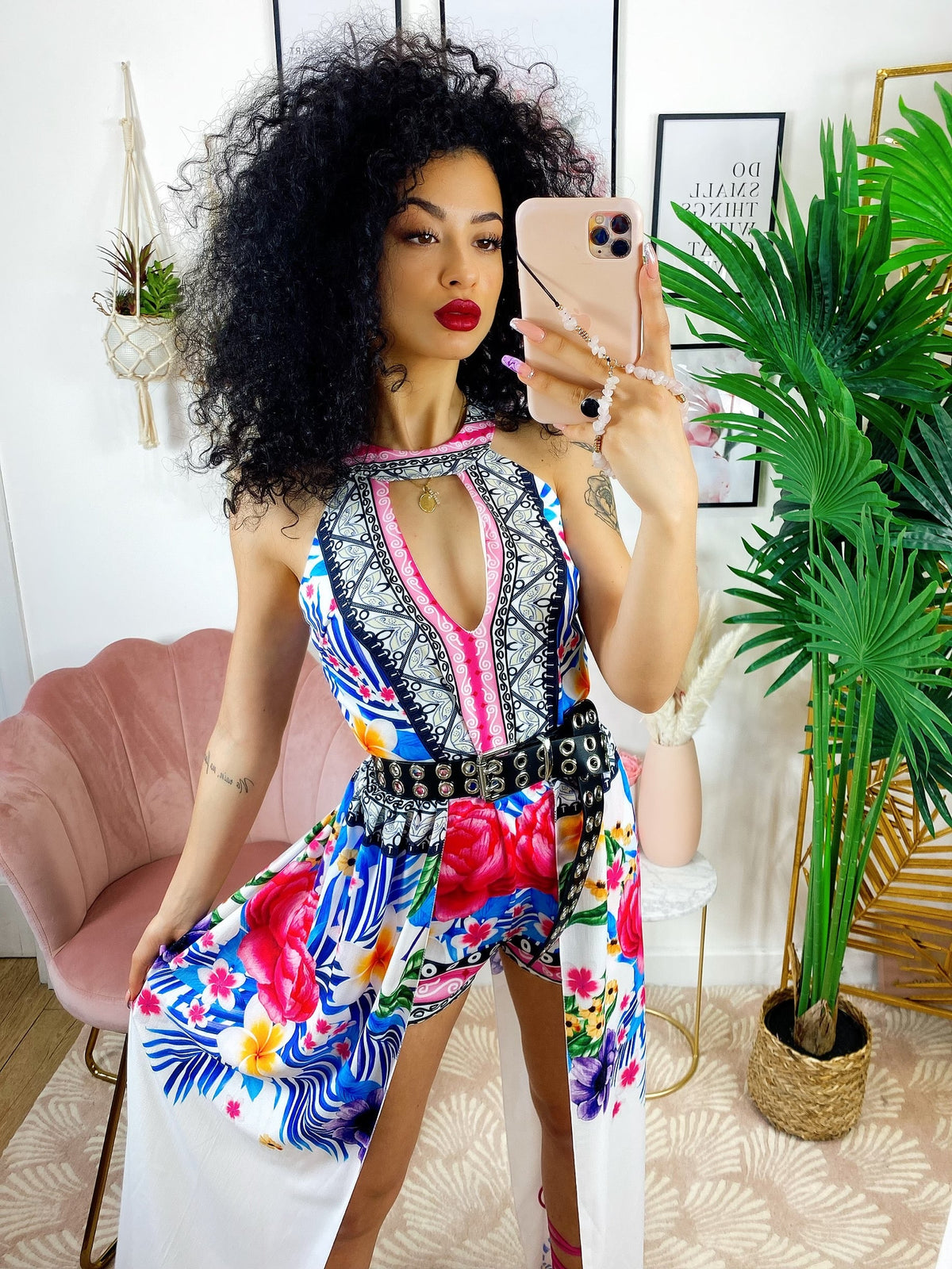 Tutina a fiori con maxi gonna