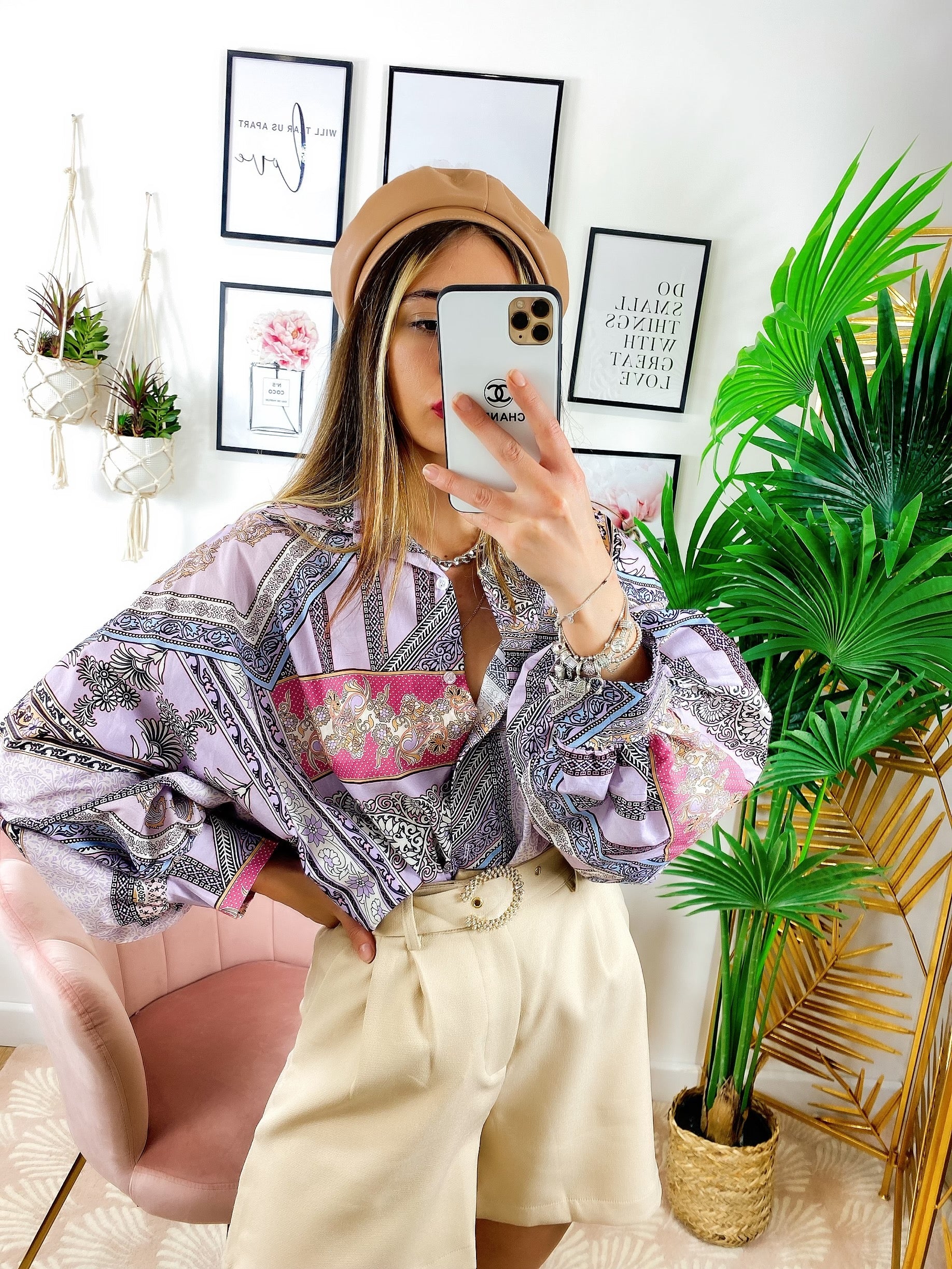 Camicia etnica sfumature Rosa