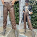 Pantalone in ecopelle marrone