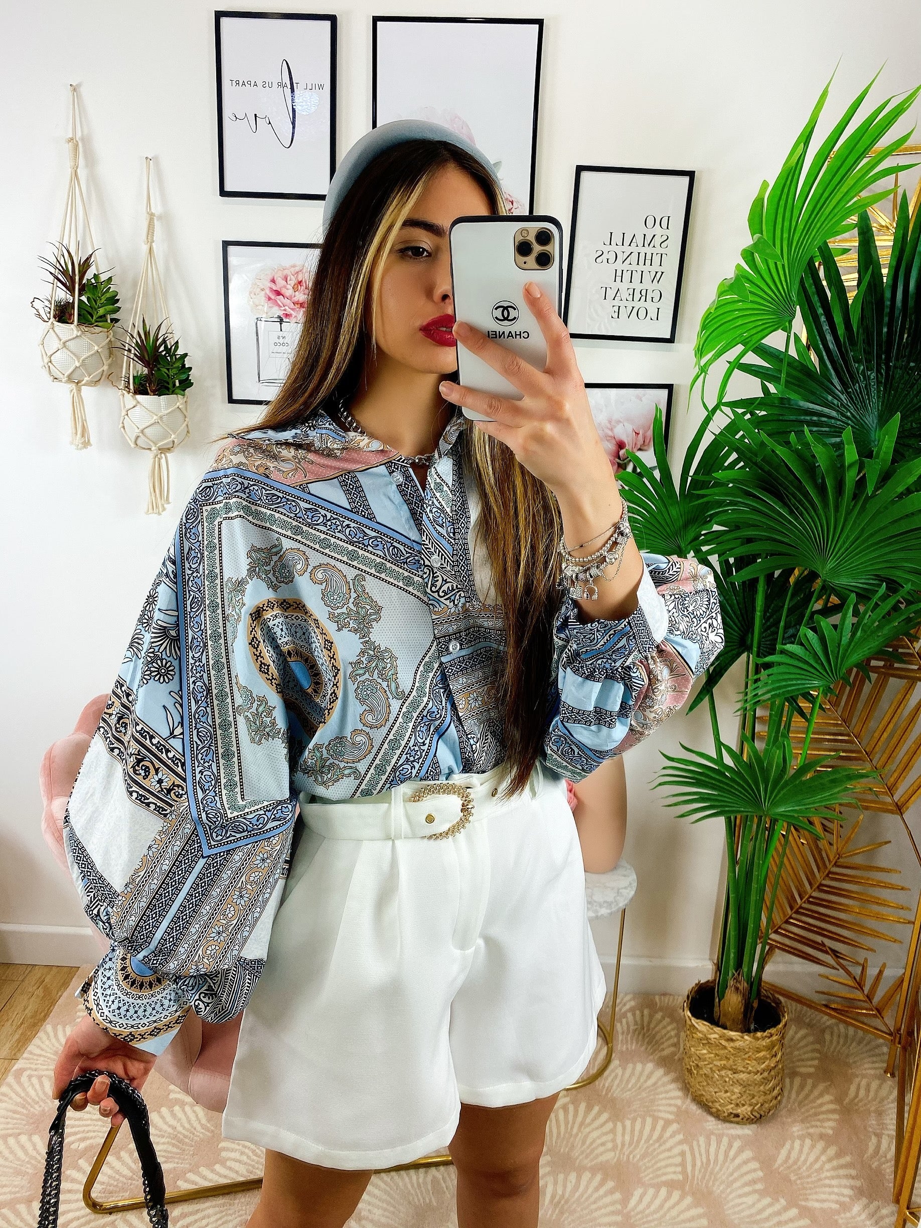 Camicia etnica sfumature Celesti