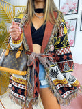 Cardigan con frange dettaglio giallo
