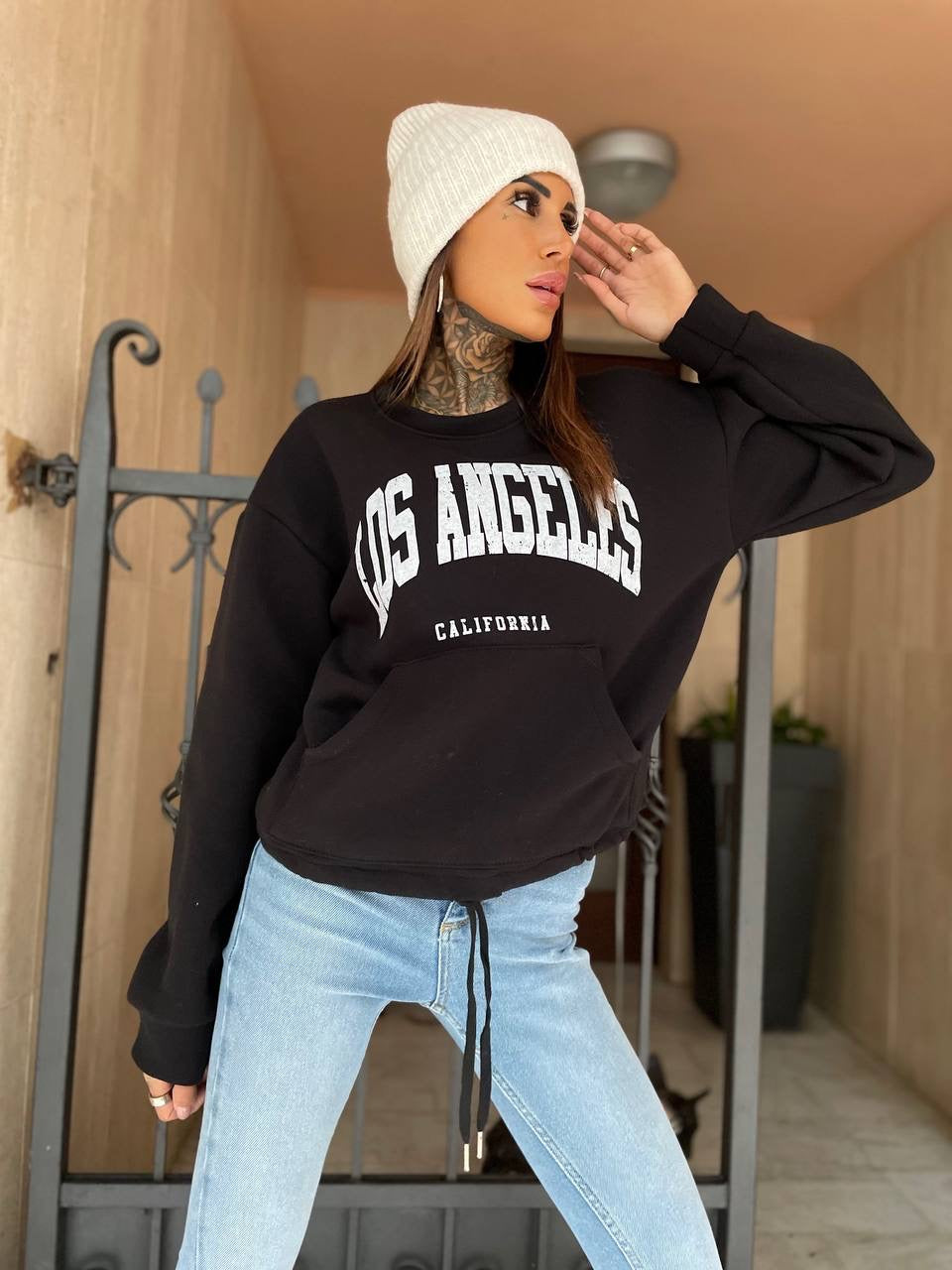 Felpa nera Los Angeles