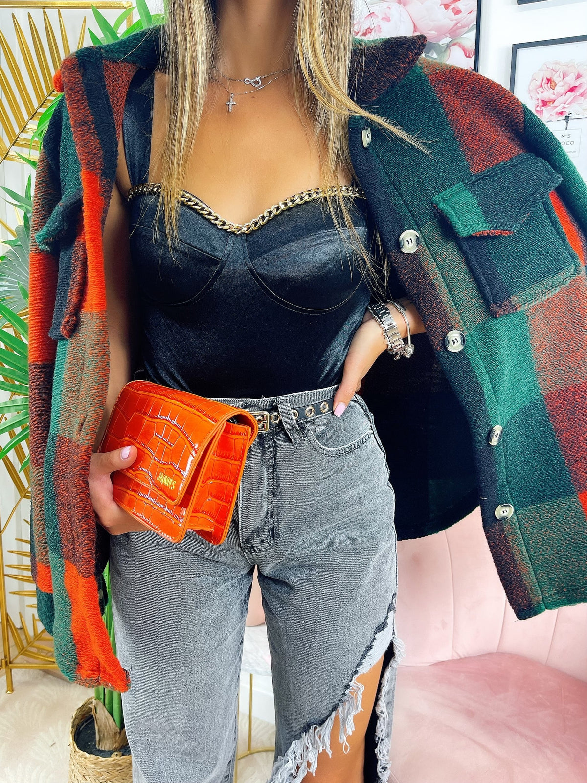 Giacca a quadri Verdone orange