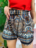 Short etnico dettaglio marrone