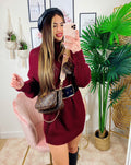 Abito in maglia bordeaux