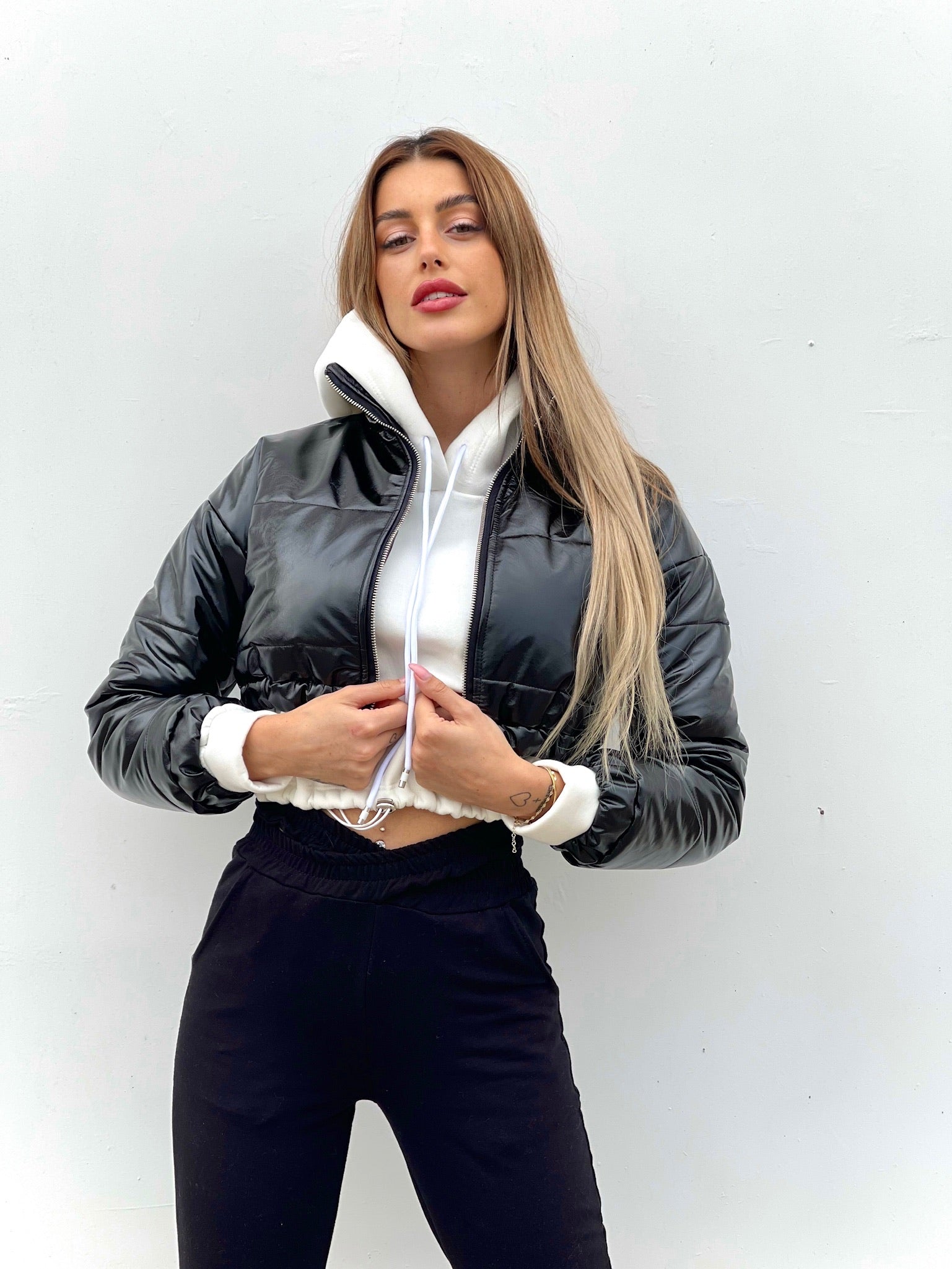 Bomber crop nero