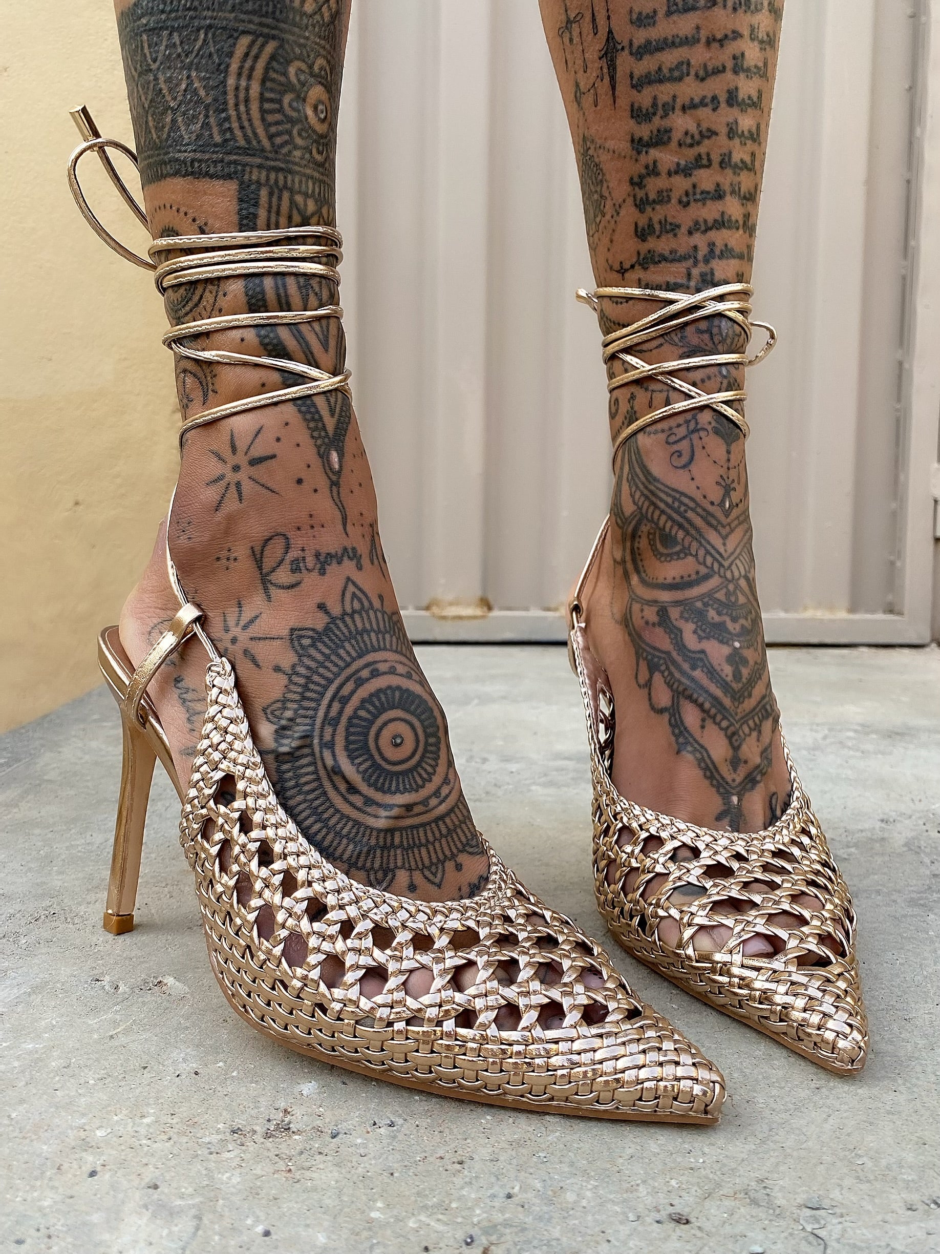 Tacchi alla schiava traforati rose gold