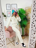 Completo maglia e pantalone largo  beige