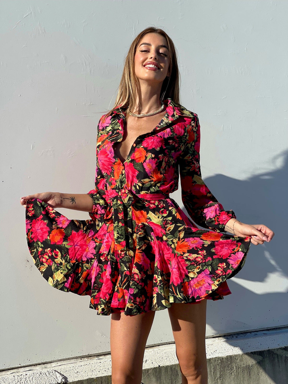 Abito a fiori Rossi fucsia
