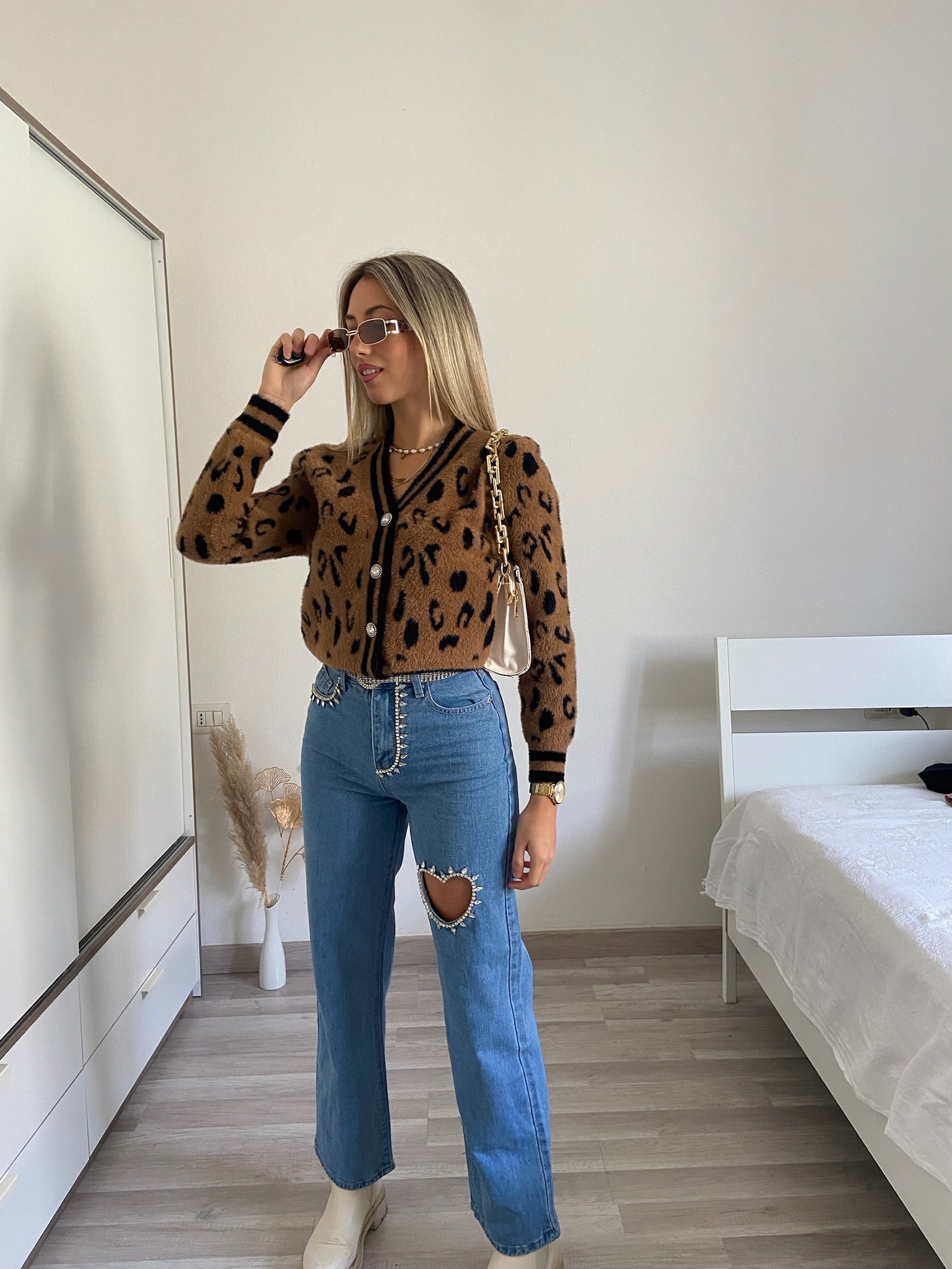 Cardigan animalier Camel