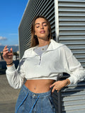T-shirt più felpa crop bianco