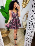 Abito a fiori Fuxia a bretellina