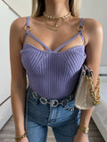 Top lilla con anelli oro