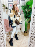 Giacca a quadri Beige con frange