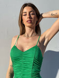 Abito aderente arricciato verde