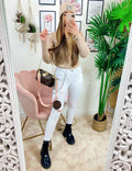 Jeans easy con catenella bianco