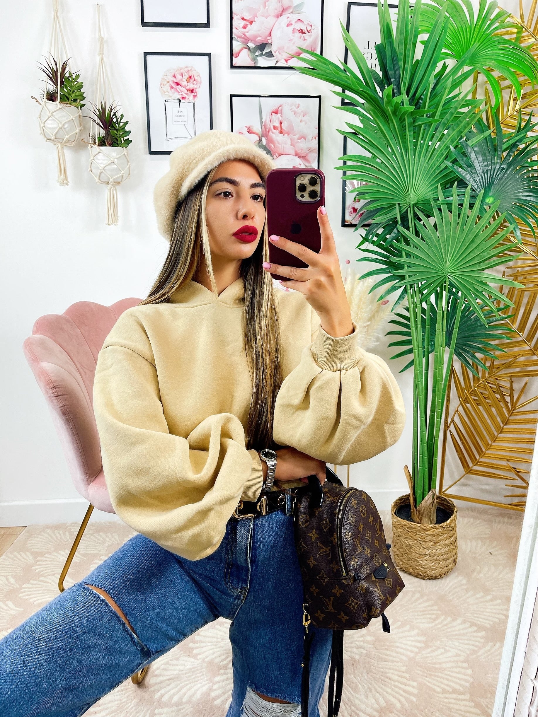 Felpa beige manica ampia