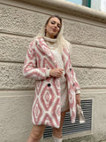 Cappotto Teddy bianco rosa