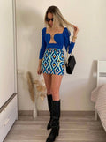 Gonna geometrica azzurra
