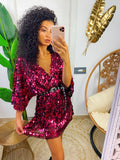 Abito con paillettes fuxia