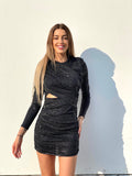 Abito nero  e argento shine con oblò