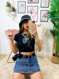 T-Shirt Crop con aquila nera
