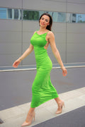 Abito lungo push up verde fluo