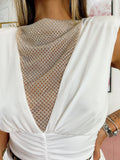 Abito aderente bianco con strass