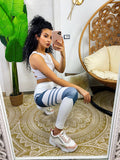 Set tuta sportiva grigia con strisce