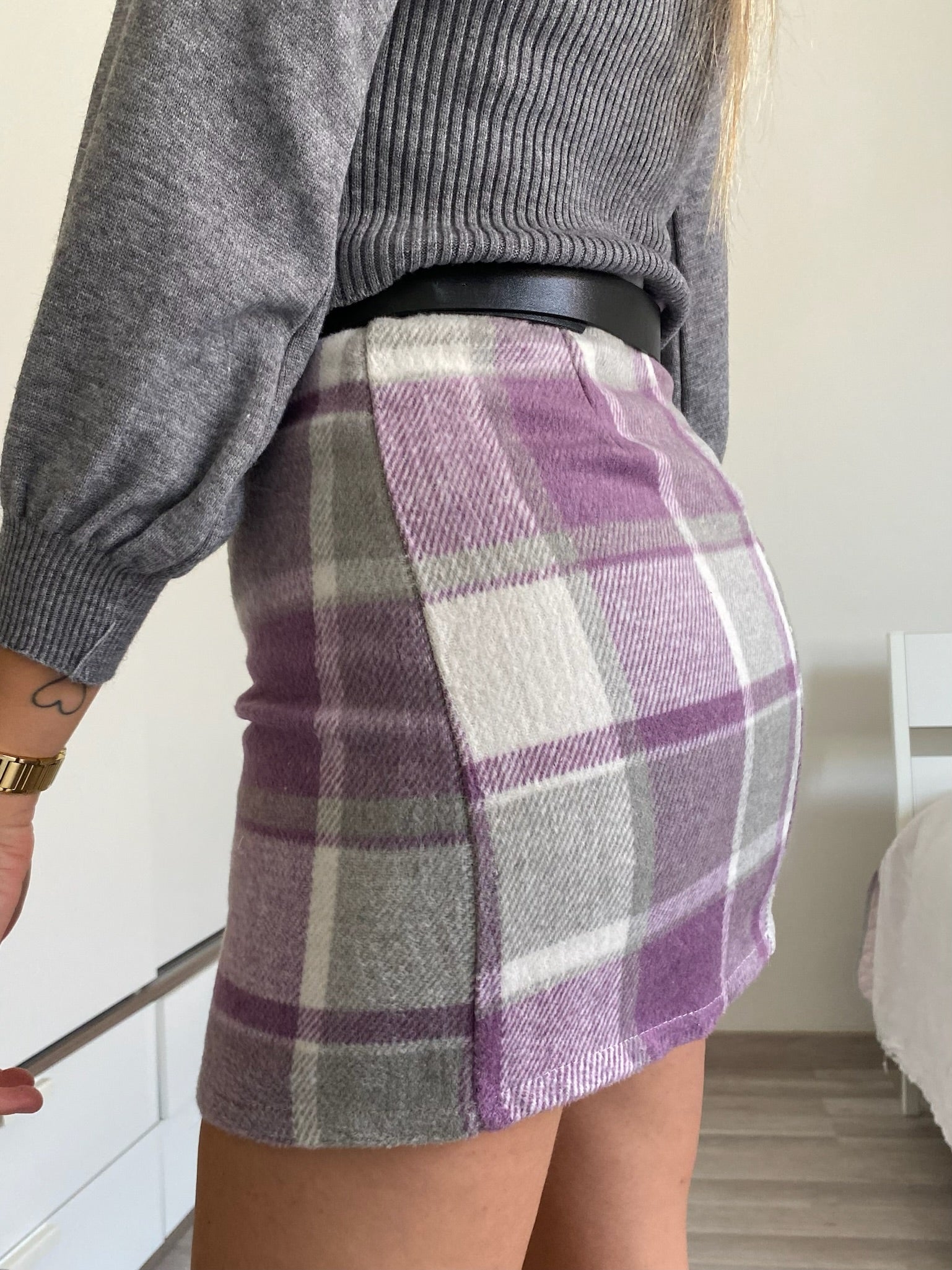 Gonna in tweed Lilla