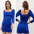 Abito blu elettrico drappeggiato