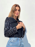 Giacchino con paillettes maniche argento