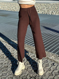 Pantalone di lana ampio marrone