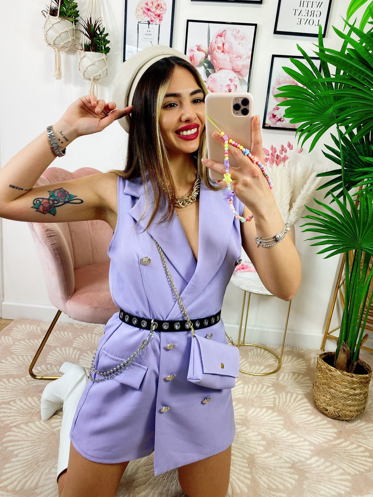 Tutina a Blazer con borsetta lilla