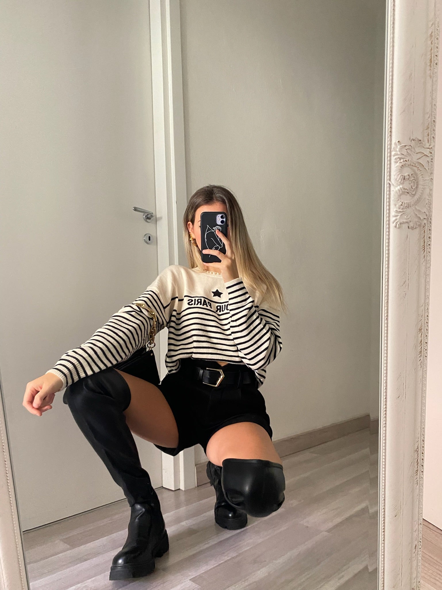 Maglione Amour nero e panna