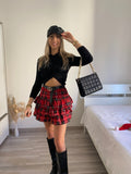 Gonna scozzese a balze con cintura