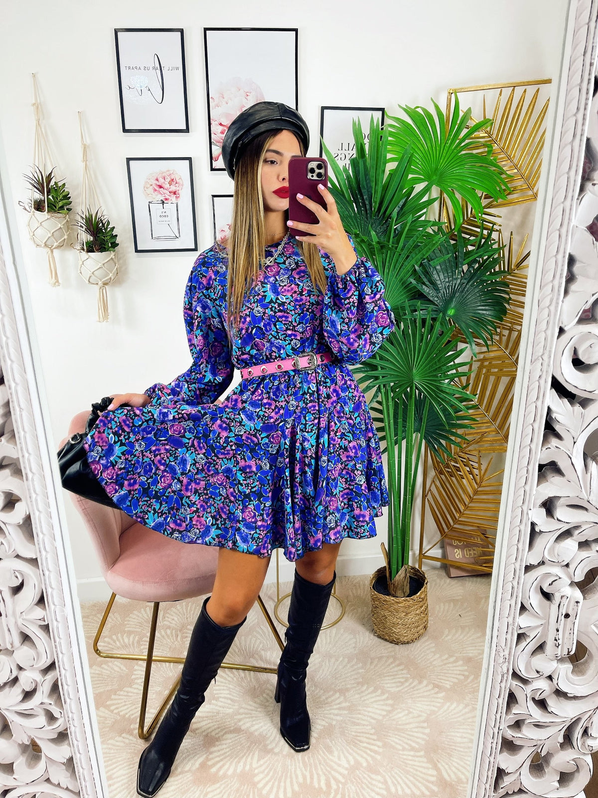 Abito a fiori base blu