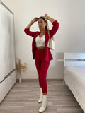 Completo giacca e pantalone ciliegia