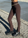 Pantalone con spacchetto marrone