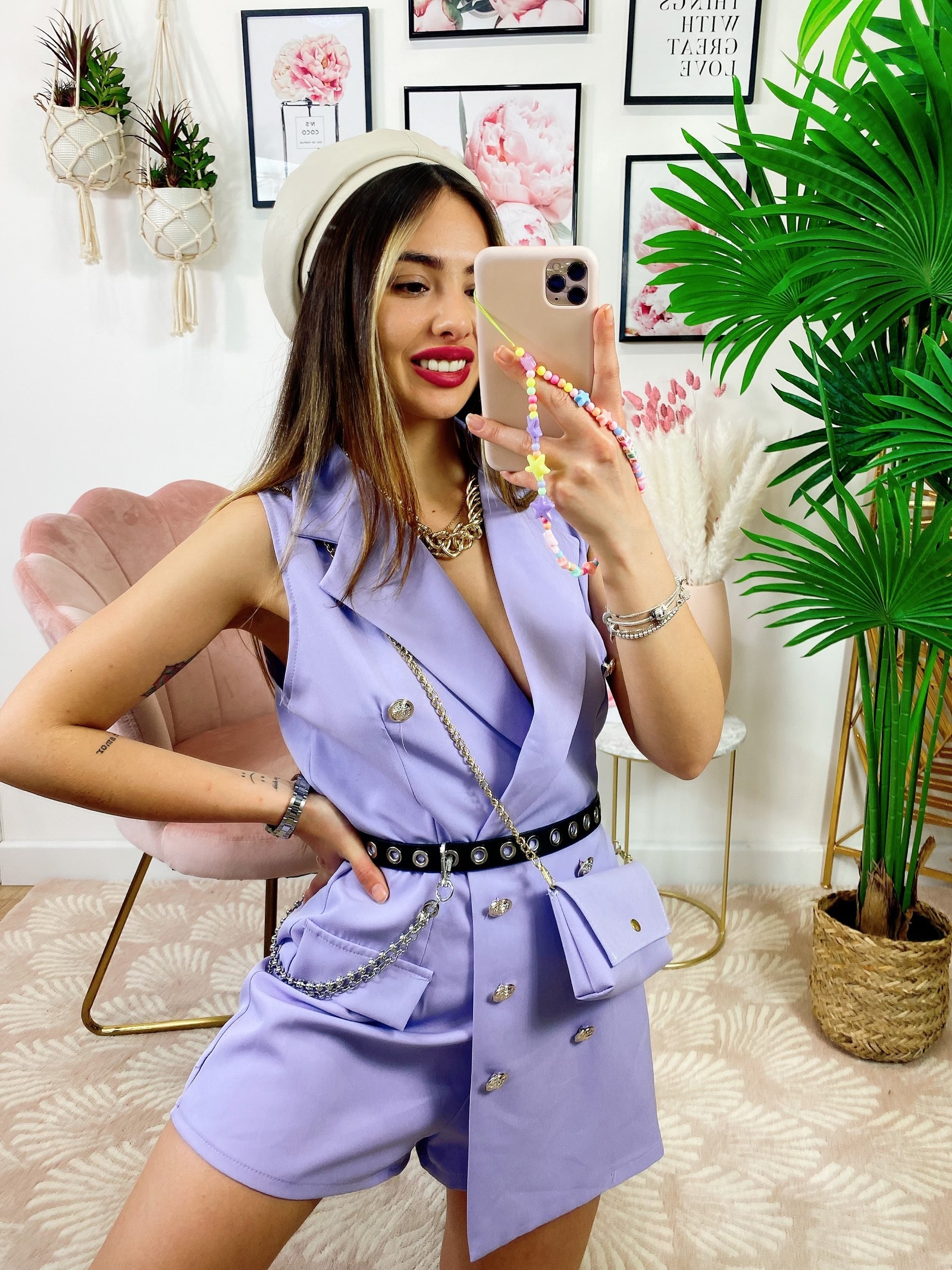 Tutina a Blazer con borsetta lilla