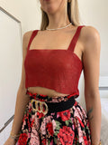 Top luxsequin rosso