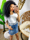 T-shirt bianca con frange argento
