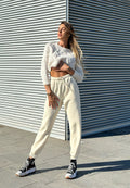 Maglioncino crop panna a trecce